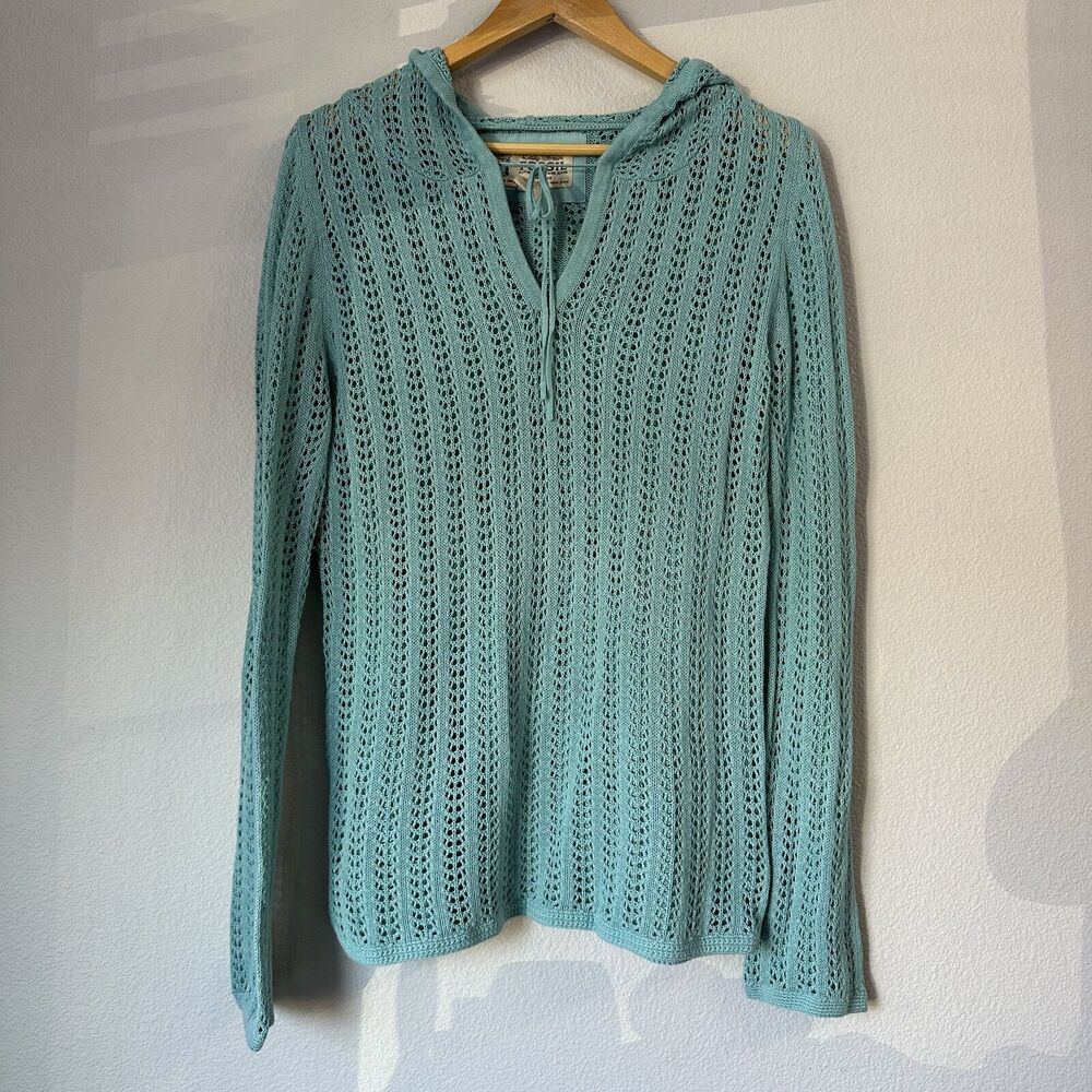 Vintage Fossil Women's Knit Top Cover Up Hoodie Boho Beach Long Sleeve Size XL